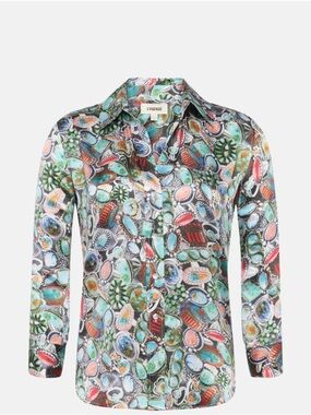 ISO L'AGENCE dani silk blouse multi mix turquoise rings - size M / L / XL